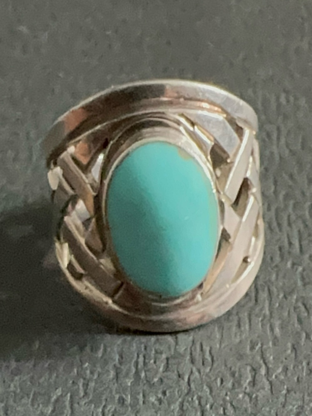 Turquoise Oval Stone ATI 925 Mexico Silver Ring - Women's Fashion Jewelry